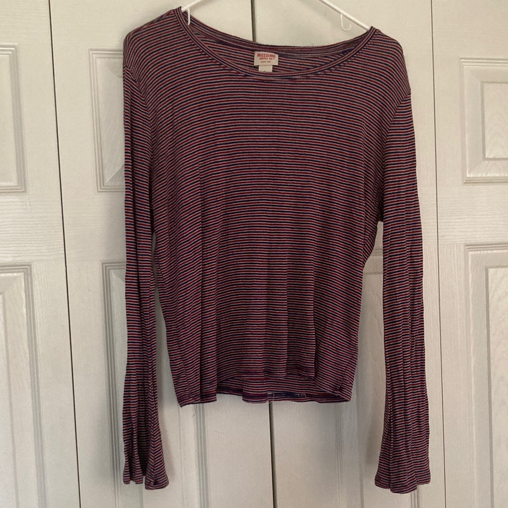 Red, White, and Blue Striped Long Flare Sleeve